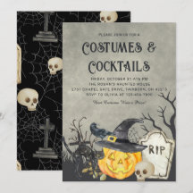 不気味な衣装とカクテルのハロウィンパーティー