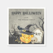 不気味な衣装とカクテルのハロウィン スタンダードカクテルナプキン (正面)