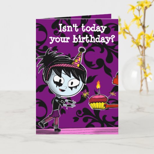 不気味な誕生日 カード (黄色い花)