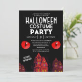 不気味な赤い目をしたお化け屋敷のハロウィンパーティー 招待状 (スタンド正面)