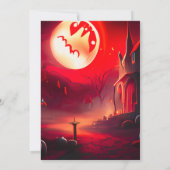 不気味な赤い風景 怖い太陽 ハロウィン 招待状 (裏面)