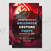 不気味な赤い風景 怖い太陽 ハロウィン 招待状 (正面/裏面)