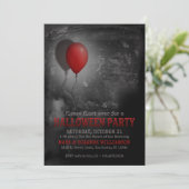 不気味な赤い風船 ハロウィンパーティーの招待状 招待状 (スタンド正面)