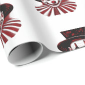 不気味な赤と黒のレトロヴィンテージサーカスピエロ ラッピングペーパー (ロールコーナー)