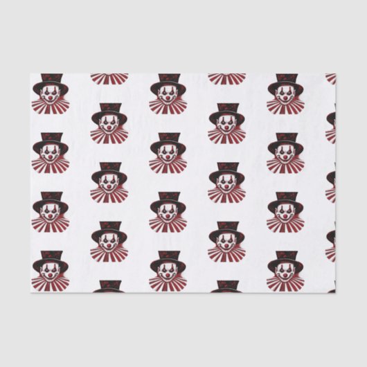 不気味な赤と黒のレトロヴィンテージサーカスピエロ 薄葉紙 (正面)