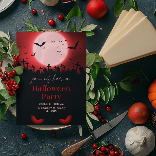 不気味な邪悪な目の墓地とこうもりの例証 招待状