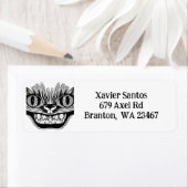 不気味な部族猫の白黒 ラベル (インサイチュ)