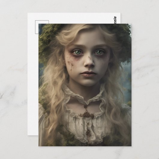 不気味な金髪の子完全に死んでいなどもビクトリアンのポートレート ポストカード (正面/裏面)