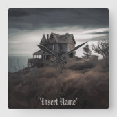 不気味な隔離 スクエア壁時計 (正面)