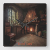 不気味な隔離 スクエア壁時計 (正面)