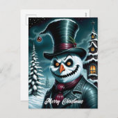 不気味な雪だるま・クリスマス シーズンポストカード (正面/裏面)