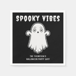 不気味な雰囲気の幽霊 ハロウィン モノクロ スタンダードカクテルナプキン