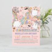 不気味な雰囲気の誕生日パーティー招待状 - 女の子(ピンク) 招待状 (スタンド正面)