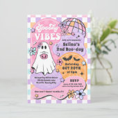 不気味な雰囲気 ハロウィン グルーヴィー ゴースト 誕生日パーティー 招待状 (スタンド正面)