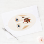 不気味な顔とローチマウスグロスハロウィーン 楕円形シール (封筒)