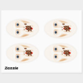 不気味な顔とローチマウスグロスハロウィーン 楕円形シール (シート)