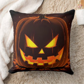 不気味な顔を持つハロウィンジャック – O' – ランタン クッション (ブランケット)