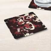 不気味な顔ネックタイ スクエアペーパーコースター (アングル)