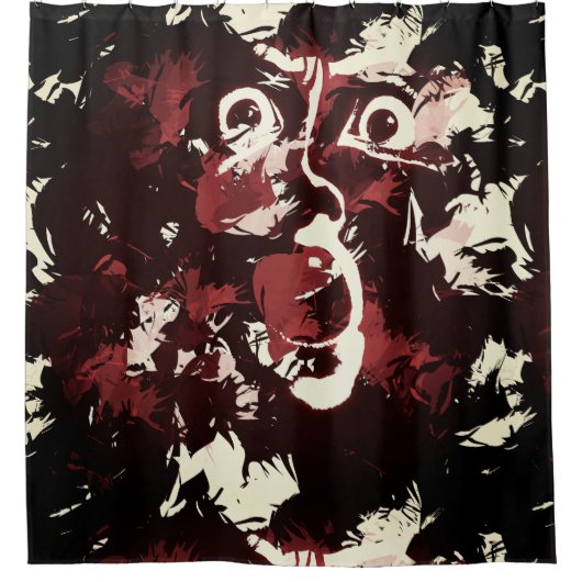 不気味な顔 シャワーカーテン (正面)