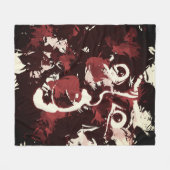 不気味な顔 フリースブランケット (正面(横))