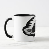 不気味な飛んでいる怖い黒い魔女のブロムスティック マグカップ (左)