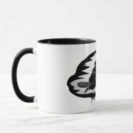 不気味な飛んでいる怖い黒い魔女のブロムスティック マグカップ