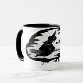 不気味な飛んでいる怖い黒い魔女のブロムスティック マグカップ (正面左)