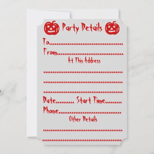 不気味な飛んでいる魔女おもしろいパーティー招待状 招待状 (裏面)