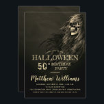 不気味な髪のスカルハロウィーン50th誕生日パーティーin 招待状<br><div class="desc">半年不気味のスカルで覆われた月のない夜の背景は、ハロウィーンの50th誕生日パーティーの招待に何も消えた。オリジナルデザイン別休日ハートデザイン（すべての権利が留保）。</div>