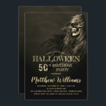 不気味な髪のスカルハロウィーン50th誕生日パーティーin 招待状<br><div class="desc">半年不気味のスカルで覆われた月のない夜の背景は、ハロウィーンの50th誕生日パーティーの招待に何も消えた。オリジナルデザイン別休日ハートデザイン（すべての権利が留保）。</div>