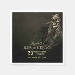 不気味な髪のスカルRIP to Her 20s Birthday Party スタンダードカクテルナプキン