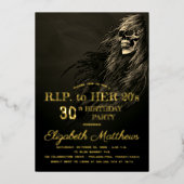 不気味な髪のスカルRIP to Her 20s Birthday Party 箔招待状 (正面)