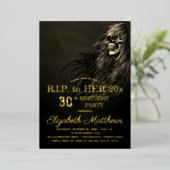 不気味な髪のスカルRIP to Her 20s Birthday Party 箔招待状 (立ち正面)