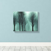 不気味な魅惑:霧の森の中の月光 キャンバスプリント (インサイチュ (ウッドフロア))