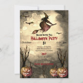 不気味な魔女のカボチャ ハロウィンパーティー  招待状 (正面)