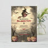 不気味な魔女のカボチャ ハロウィンパーティー  招待状 (スタンド正面)