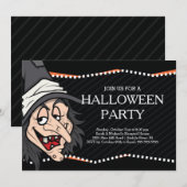 不気味な魔女のハロウィンパーティーへの招待 招待状 (正面/裏面)