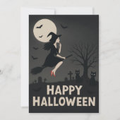 不気味な魔女のハロウィン グリーティング カード (正面)