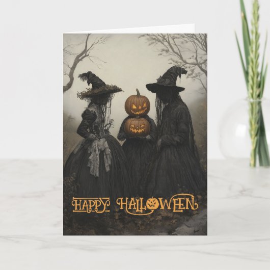 不気味な魔女のハロウィン シーズンカード (正面)