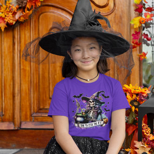 不気味な魔女スケルトンカルドロンハロウィーン Tシャツ