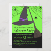 不気味な魔女ハットスパイダーウェブハローウィンパーティ 招待状 (正面)