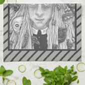 不気味な魔女悪い目ハロウィーンゴシックキッチンタオル キッチンタオル (折り畳み)