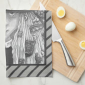 不気味な魔女悪い目ハロウィーンゴシックキッチンタオル キッチンタオル (四つ折り)