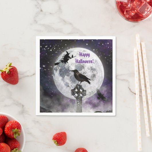 不気味な魔女&フルムーンハロウィンペーパーナプキン スタンダードカクテルナプキン (インサイチュ)