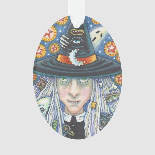 不気味な魔女、邪悪な目、スカル、ハロウィーンオーナメント オーナメント (正面)