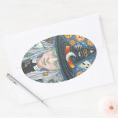 不気味な魔女、邪悪な目、スカル、吸血鬼のシール 楕円形シール (封筒)