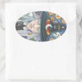 不気味な魔女、邪悪な目、スカル、吸血鬼のシール 楕円形シール (バッグ)