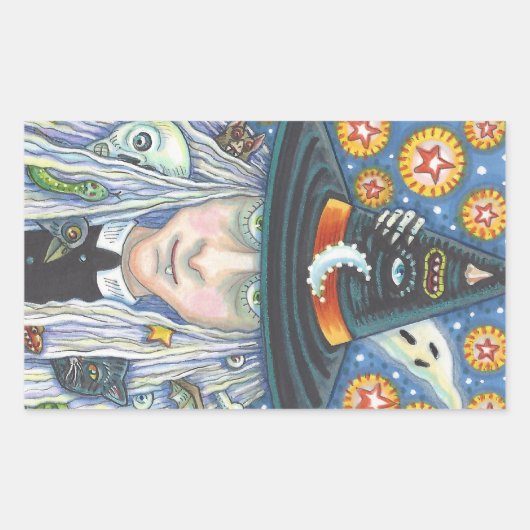 不気味な魔女、邪悪な目、スカル、吸血鬼のシール 長方形シール (正面)