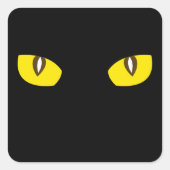 不気味な黄色の猫の目の死ハロウィーンの好意を見詰める スクエアシール (正面)