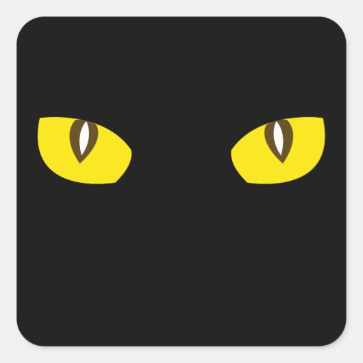不気味な黄色の猫の目の死ハロウィーンの好意を見詰める スクエアシール (正面)